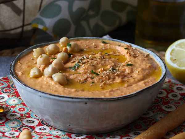 Recept Hummus med röd paprika